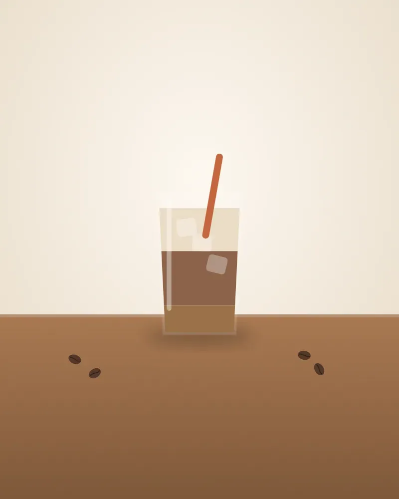 Segelas es kopi susu dengan lapisan gula aren di dasar gelas