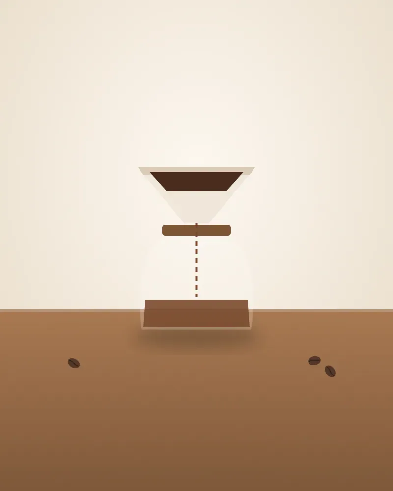 Penyaring kopi kerucut di atas teko kaca berisi kopi